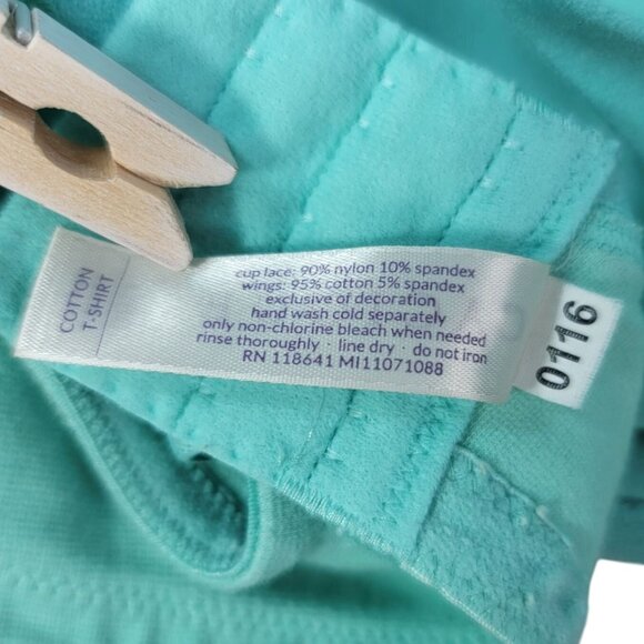 Cacique Cotton T-Shirt Bra Green 38D Lace Overlay Underwire Adj Light Padding - Picture 10 of 10